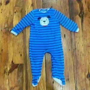Little me blue dog sleeper zippered one piece pajamas size 24 months